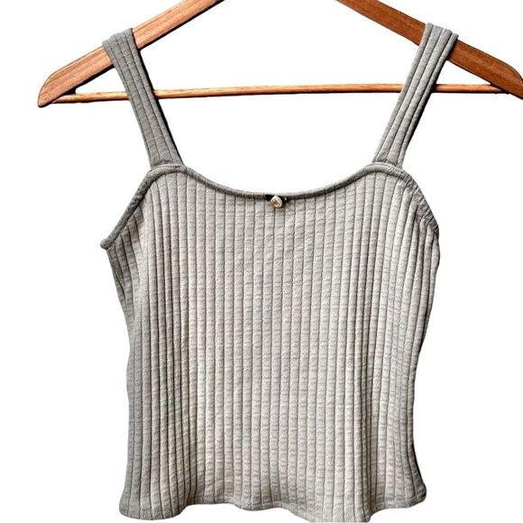 Mango Sleeveless Green Flower Detail Tank Crop Top Shirt. Medium. - Picture 3 of 9